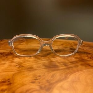Vintage Valere Clear Peach Acetate Eyeglass Frames Oval Frame France Mid Century